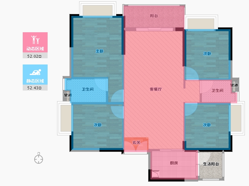 广东省-清远市-汇丰花园-96.77-户型库-动静分区