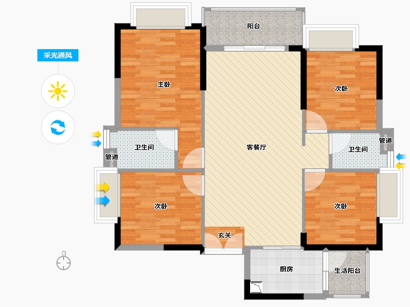 广东省-清远市-汇丰花园-96.77-户型库-采光通风