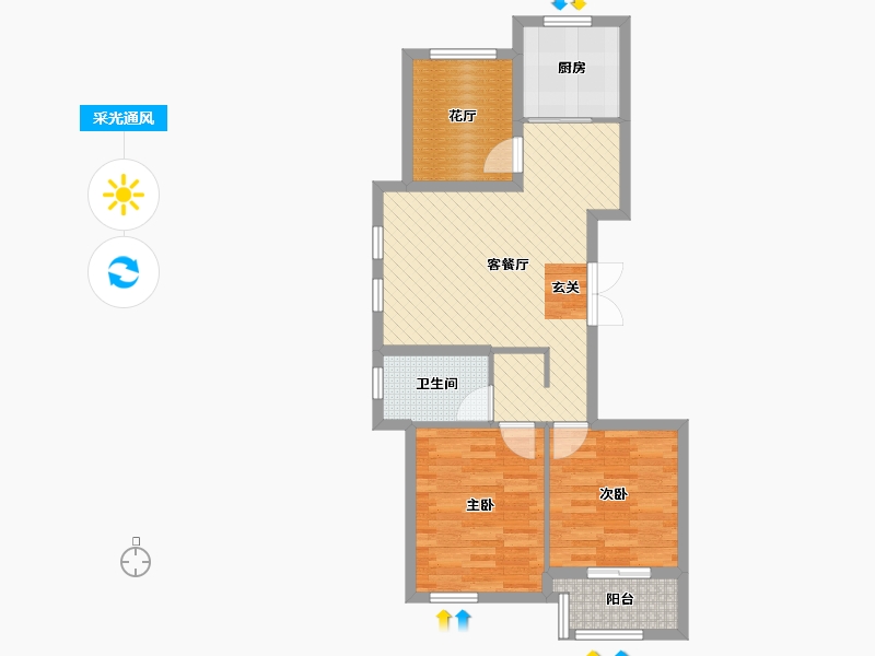 山东省-烟台市-福润华府-70.10-户型库-采光通风