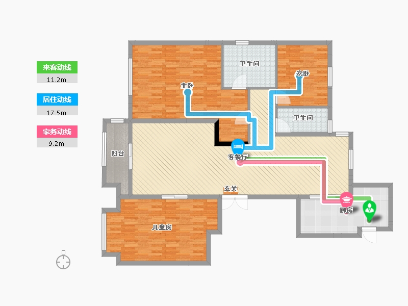 浙江省-台州市-中央花园-141.23-户型库-动静线