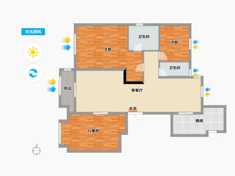 浙江省-台州市-中央花园-141.23-户型库-采光通风