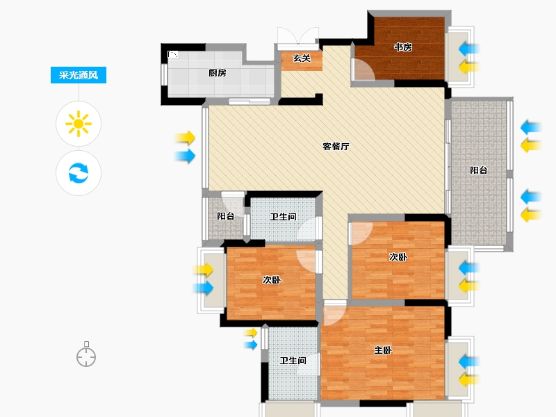 江苏省-南通市-雍锦园-114.00-户型库-采光通风