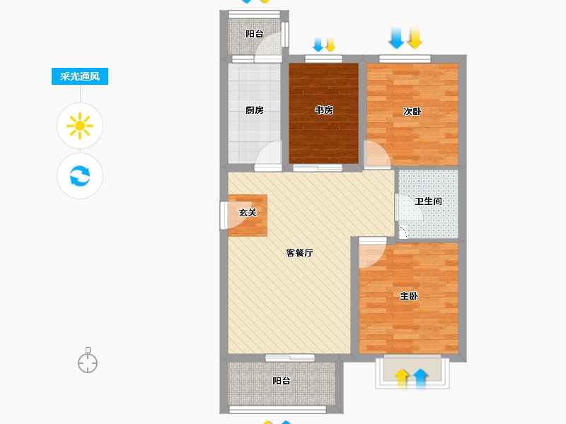 山西省-太原市-桂圆小区-66.81-户型库-采光通风