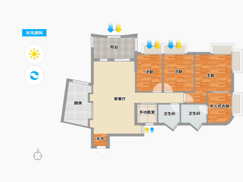 广东省-深圳市-金泓凯旋城-105.75-户型库-采光通风