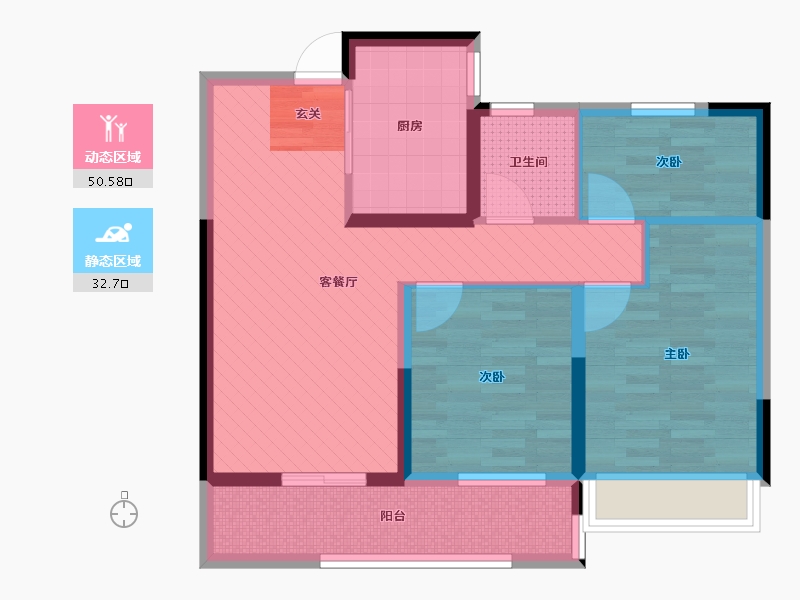 江苏省-淮安市-华德力-72.63-户型库-动静分区