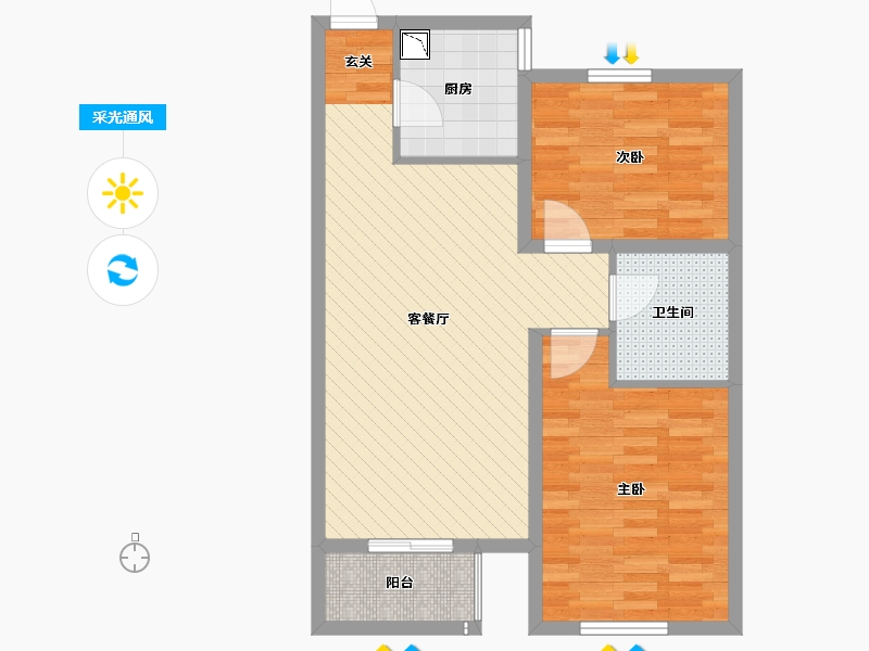 河北省-保定市-亢龙朗峯-70.31-户型库-采光通风