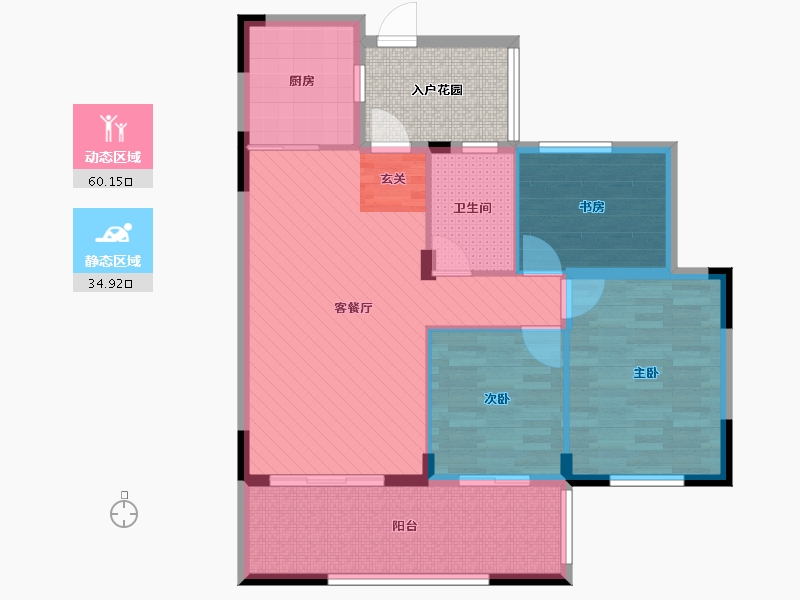 浙江省-金华市-白沙春晓-91.28-户型库-动静分区