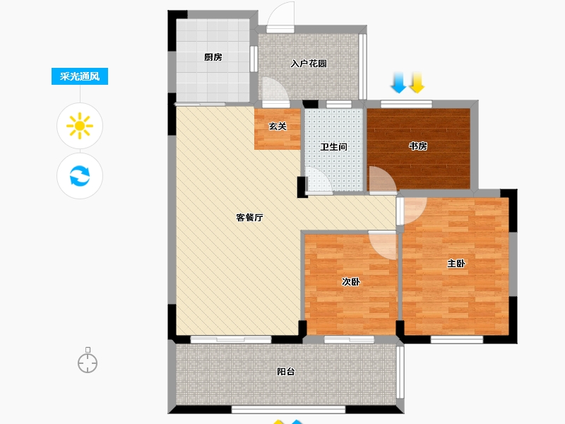 浙江省-金华市-白沙春晓-91.28-户型库-采光通风