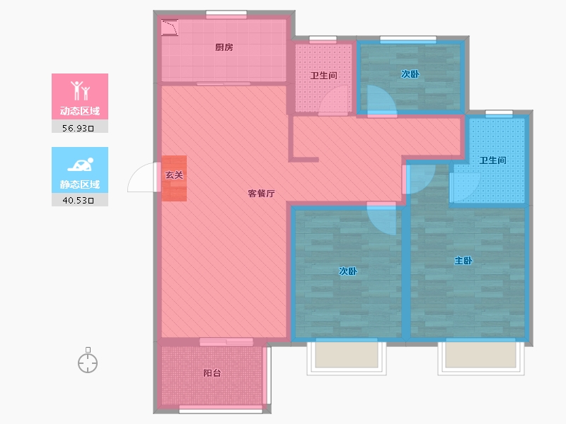 江苏省-苏州市-苏胥湾-85.00-户型库-动静分区