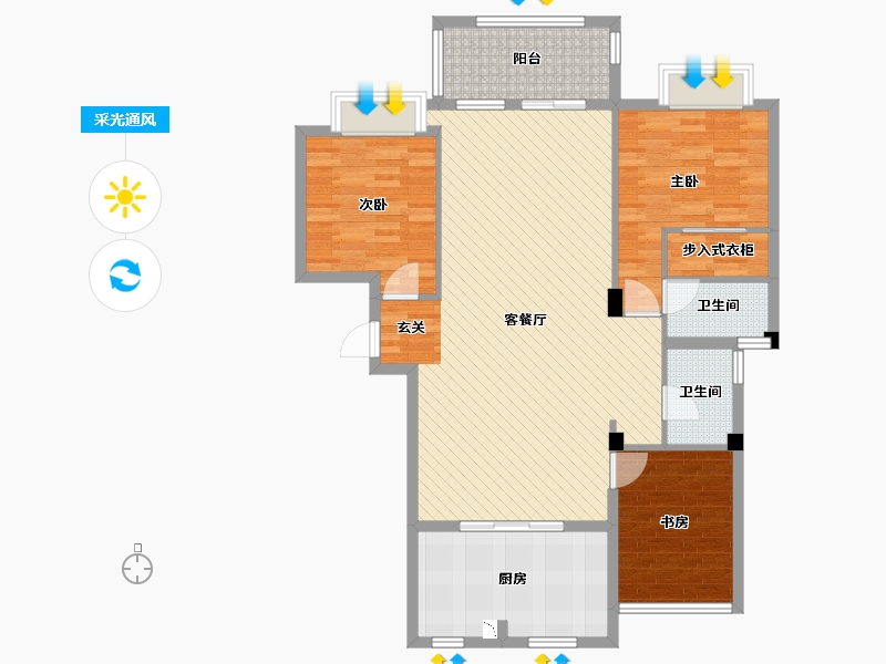 上海-上海市-水清一村-110.03-户型库-采光通风