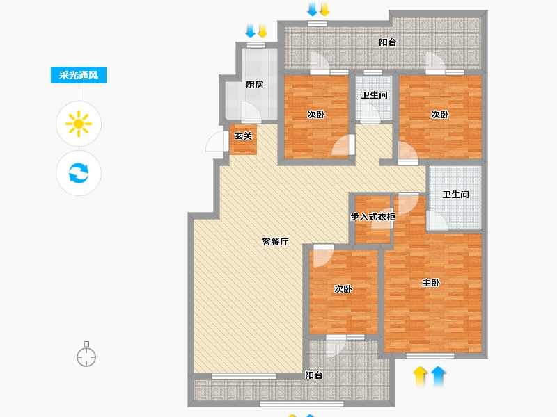 吉林省-长春市-绿地城-154.20-户型库-采光通风