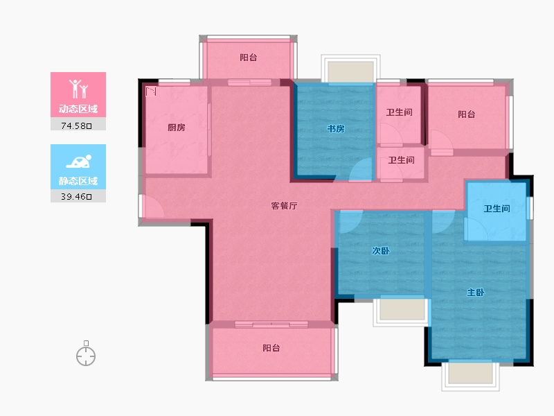 湖北省-恩施土家族苗族自治州-建始・众信・悦融湾-101.45-户型库-动静分区