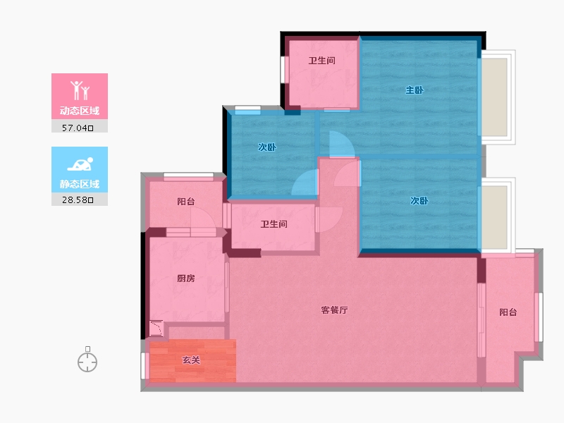 广东省-佛山市-翡翠西江-76.00-户型库-动静分区