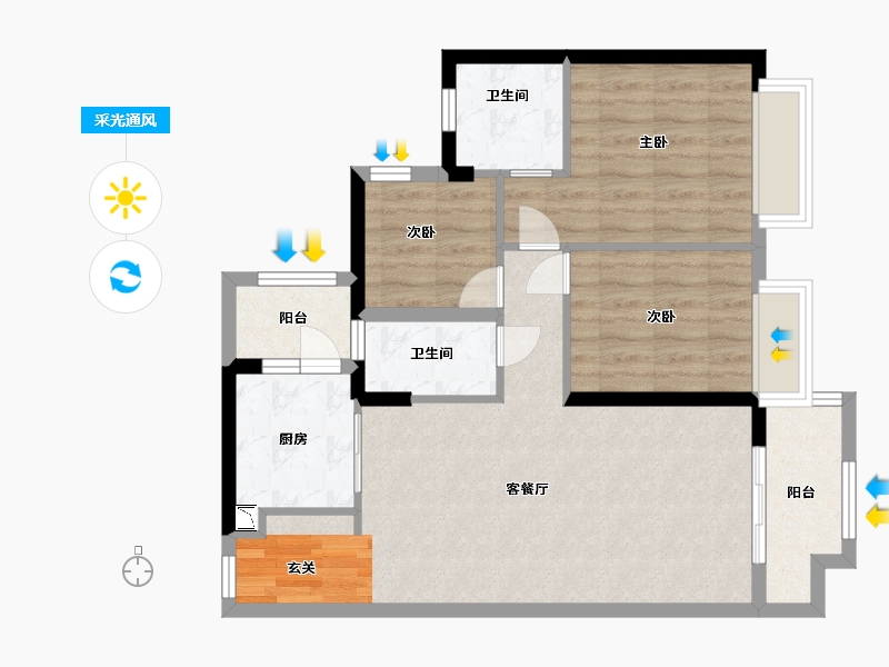 广东省-佛山市-翡翠西江-76.00-户型库-采光通风