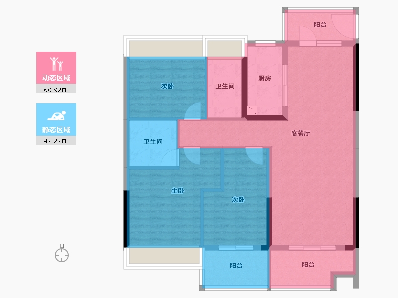 湖北省-恩施土家族苗族自治州-利川碧桂园星曜-96.85-户型库-动静分区