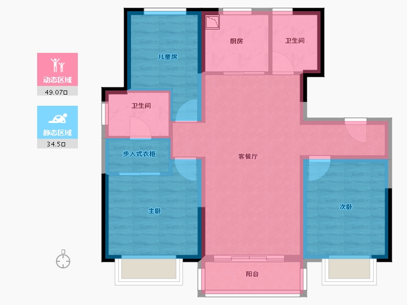 天津-天津市-旭辉景逸名邸-73.91-户型库-动静分区