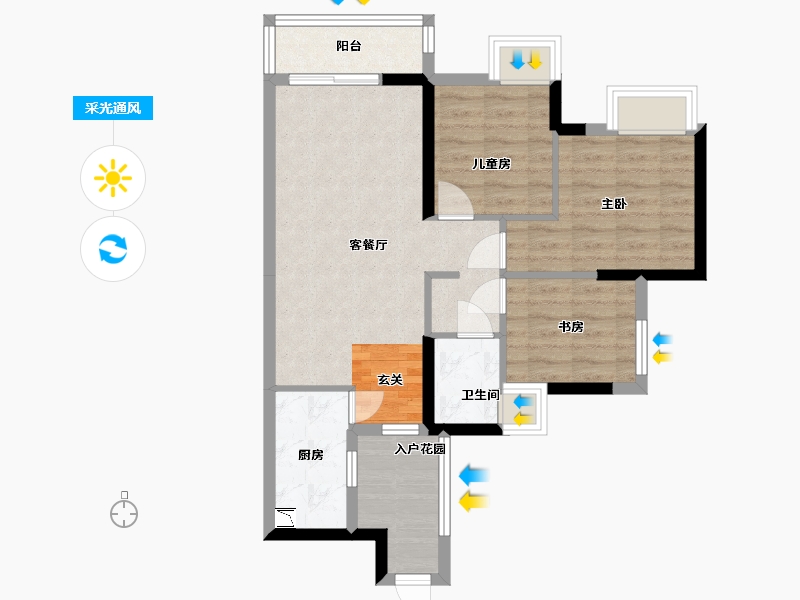 广东省-佛山市-建投绿地・璀璨天城-68.12-户型库-采光通风