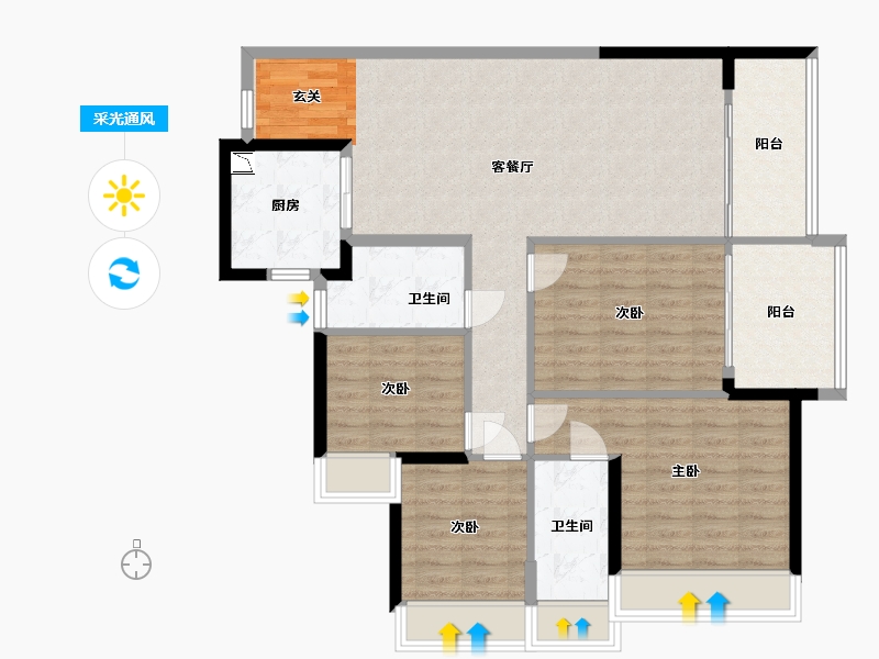 广东省-佛山市-保利和悦滨江-111.19-户型库-采光通风