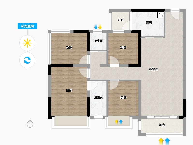 广西壮族自治区-贵港市-碧桂园交投・中央上城-88.19-户型库-采光通风