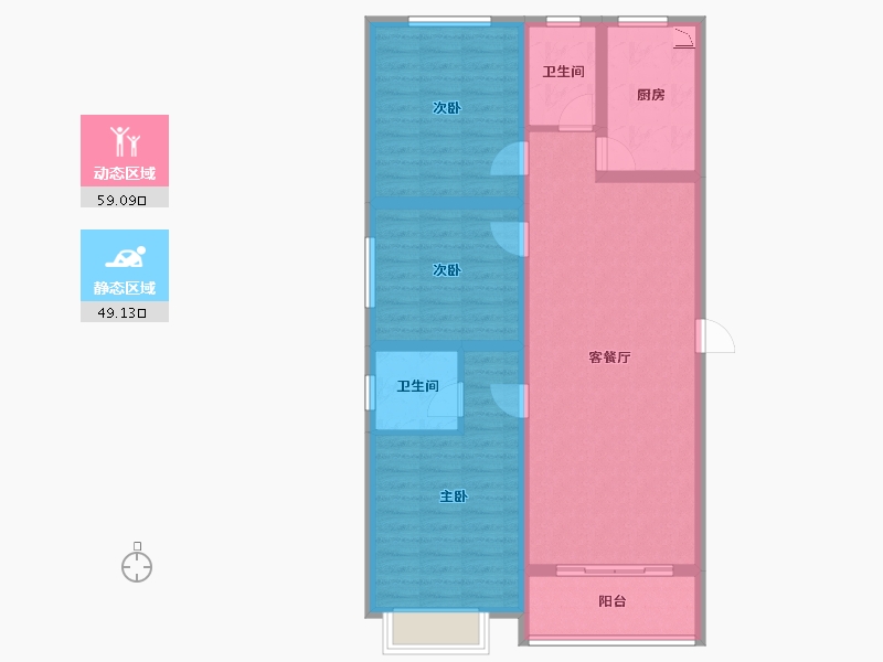 河北省-邢台市-金牛阳光苑-96.76-户型库-动静分区