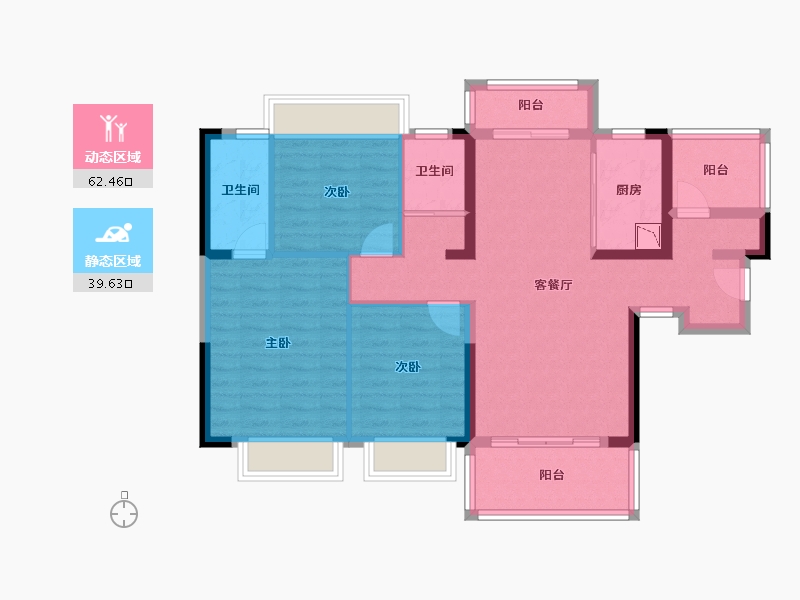 广西壮族自治区-贵港市-碧桂园・城市之光-90.46-户型库-动静分区