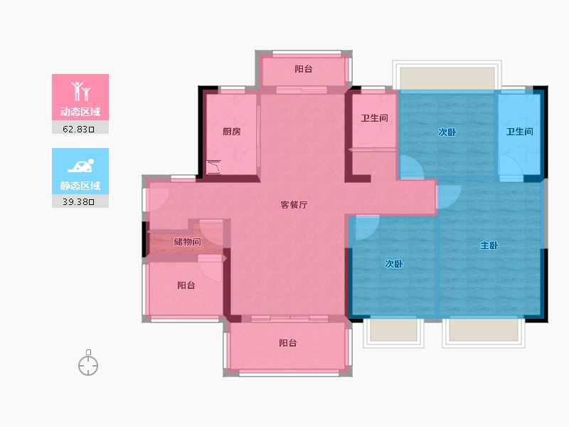 广西壮族自治区-贵港市-碧桂园・城市之光-90.84-户型库-动静分区