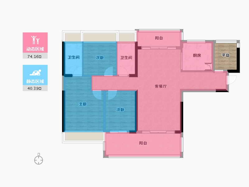 广西壮族自治区-贵港市-鑫炎・桃花源-107.68-户型库-动静分区