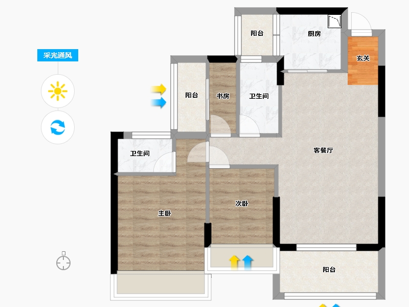 广东省-佛山市-谊泰豪苑-69.78-户型库-采光通风