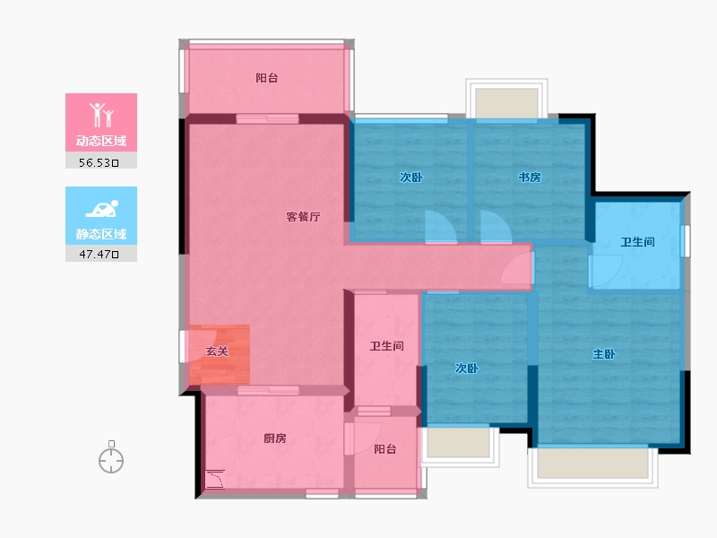 广东省-佛山市-佛山恒大西江天悦-92.35-户型库-动静分区