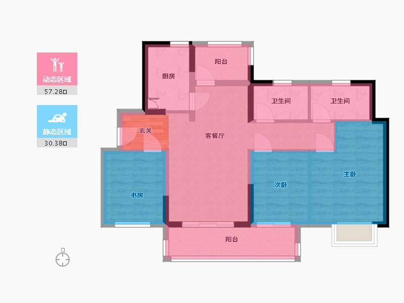 广东省-佛山市-融创滨江粤府-77.47-户型库-动静分区