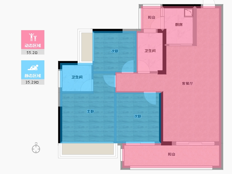 广西壮族自治区-贵港市-奥园顾荣幸福里-80.71-户型库-动静分区