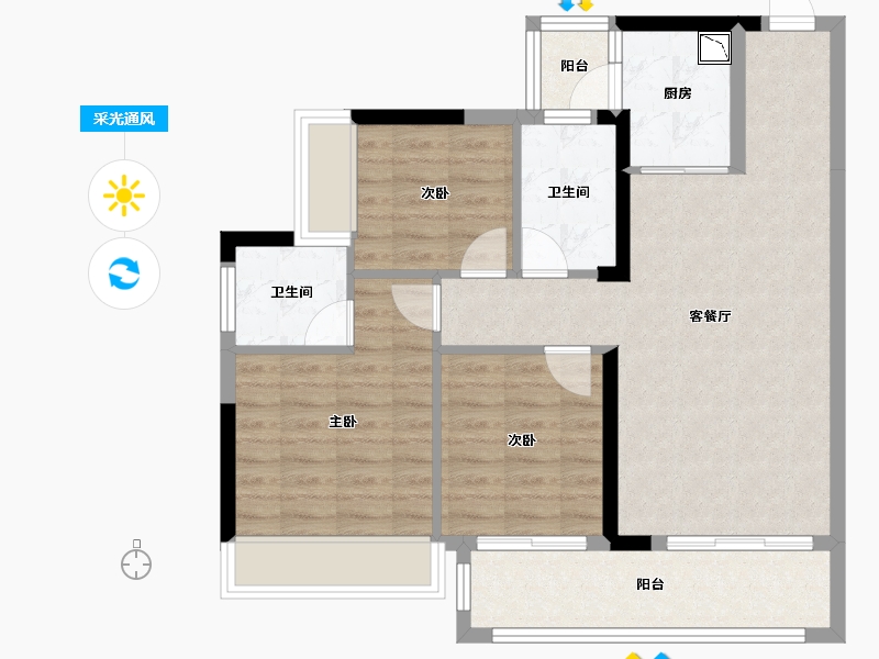 广西壮族自治区-贵港市-奥园顾荣幸福里-80.71-户型库-采光通风