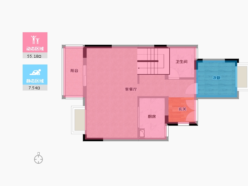 广东省-东莞市-金地湖岸风华公馆-55.75-户型库-动静分区