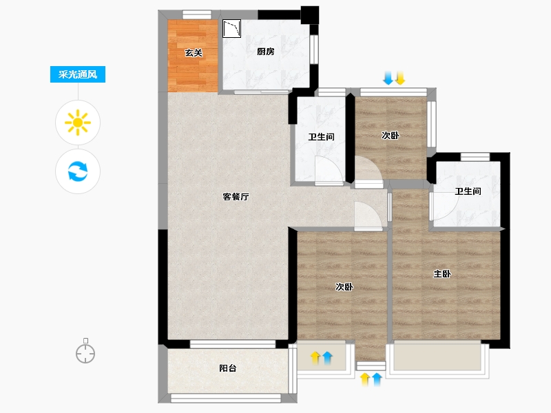 广东省-东莞市-碧桂园潼湖科技小镇・科学城-69.04-户型库-采光通风