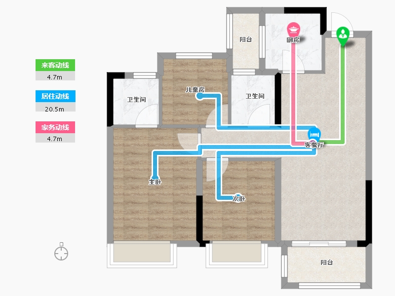 浙江省-金华市-大发奥园・融悦湾-77.60-户型库-动静线