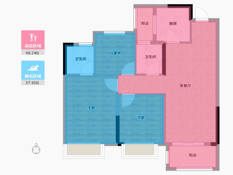 浙江省-金华市-大发奥园・融悦湾-77.60-户型库-动静分区