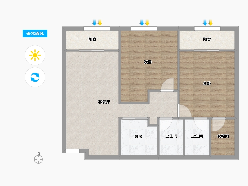 Florida-Miami-Dade-International Club Apartments-72.78-户型库-采光通风