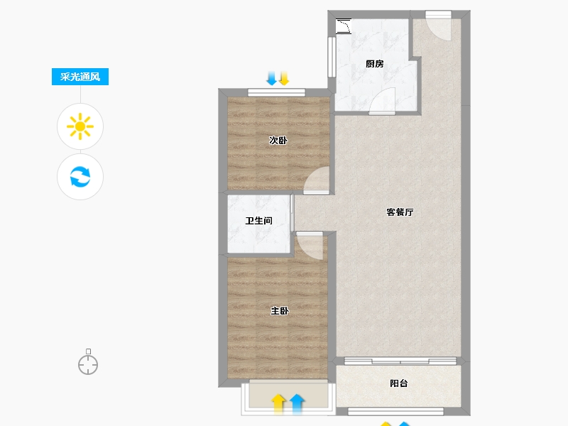 内蒙古自治区-兴安盟-中豪・城市之星-68.99-户型库-采光通风