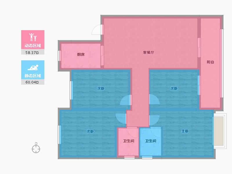 浙江省-丽水市-恒大中央花园-105.85-户型库-动静分区