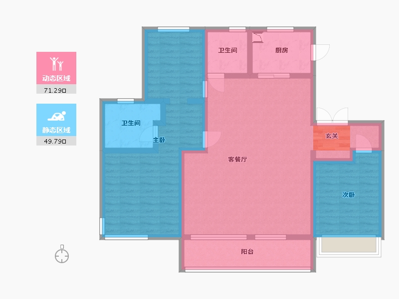 陕西省-西安市-绿地新里・格林公馆-108.00-户型库-动静分区