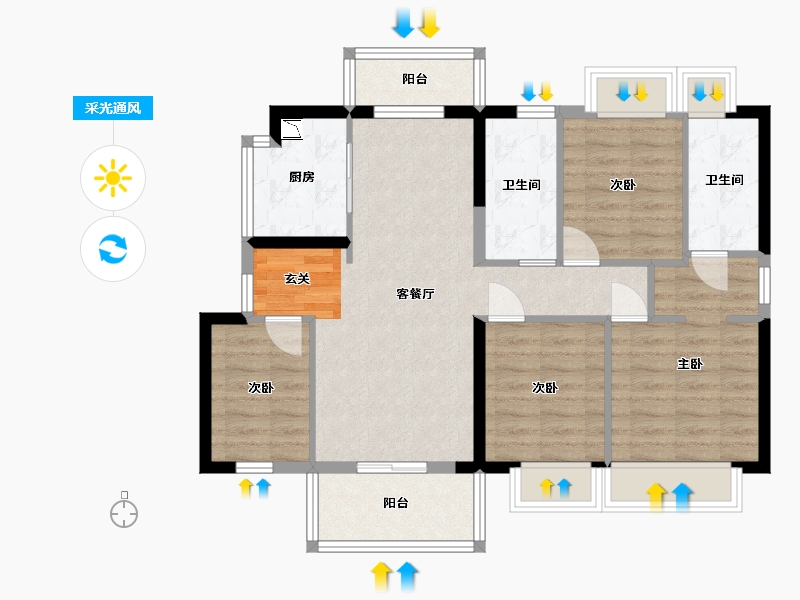 广东省-东莞市-首创禧瑞阅府-86.45-户型库-采光通风