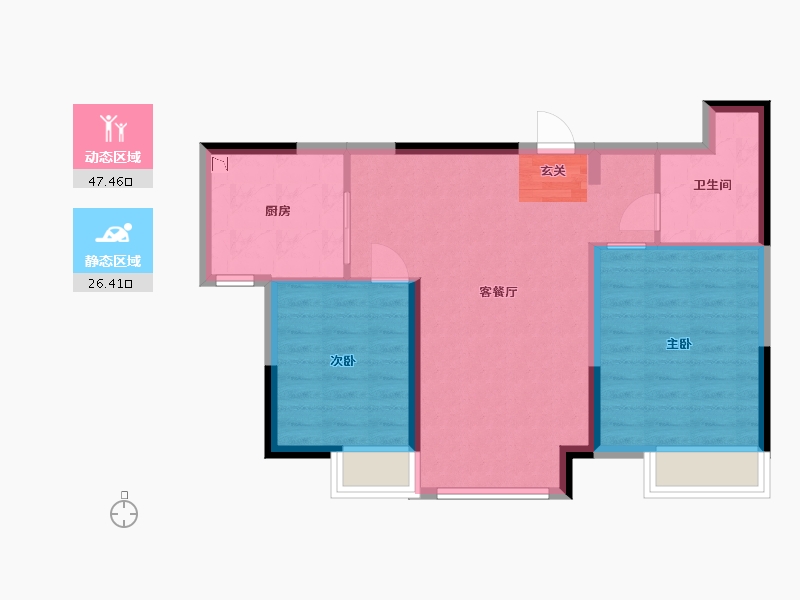 黑龙江省-哈尔滨市-恒大�B庭三期-66.40-户型库-动静分区