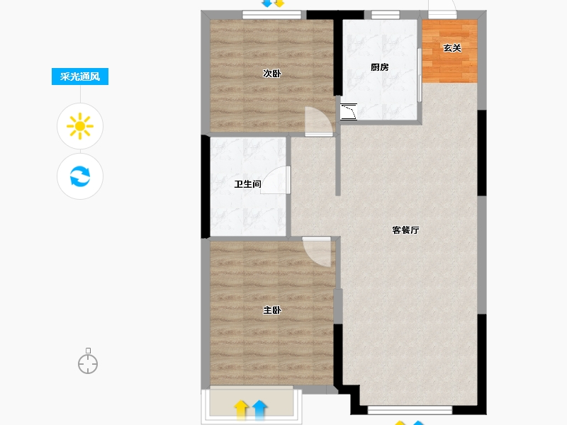 黑龙江省-哈尔滨市-恒大�B庭三期-74.40-户型库-采光通风