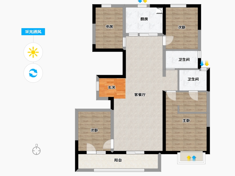 河北省-石家庄市-海亮德文郡-107.70-户型库-采光通风