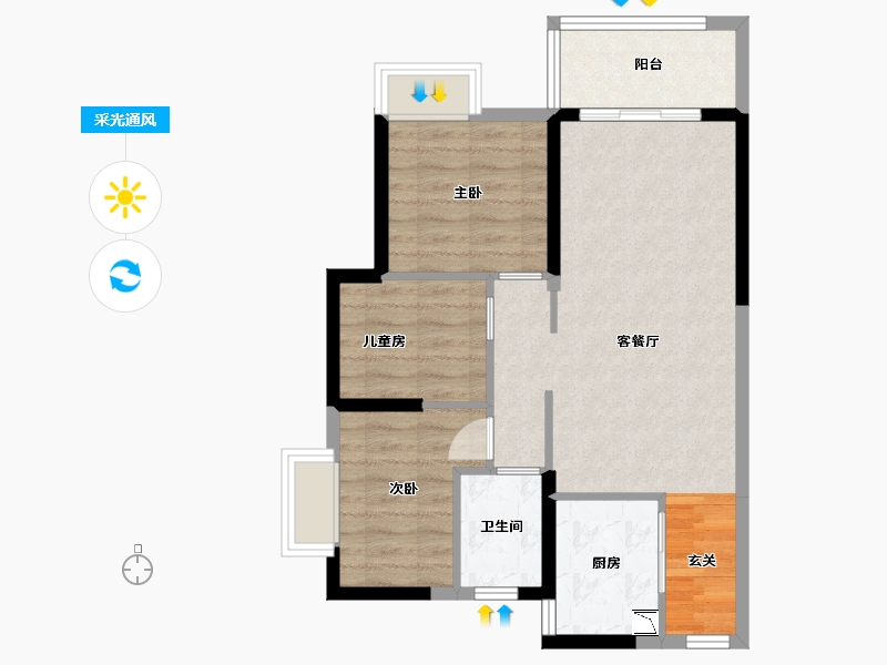 广东省-惠州市-海伦悦山居-66.06-户型库-采光通风