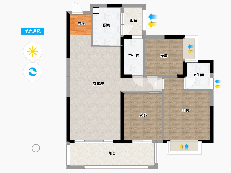 广东省-惠州市-华洪・明珠花园-92.02-户型库-采光通风