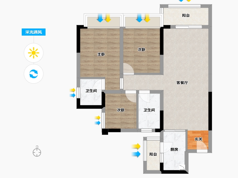 四川省-成都市-蓝光长岛城项目-74.14-户型库-采光通风