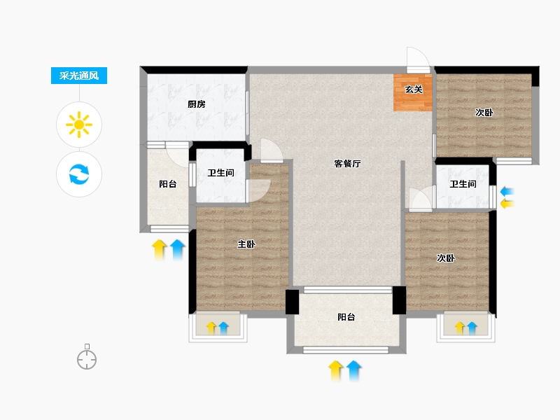 广东省-惠州市-锦绣一品-95.65-户型库-采光通风