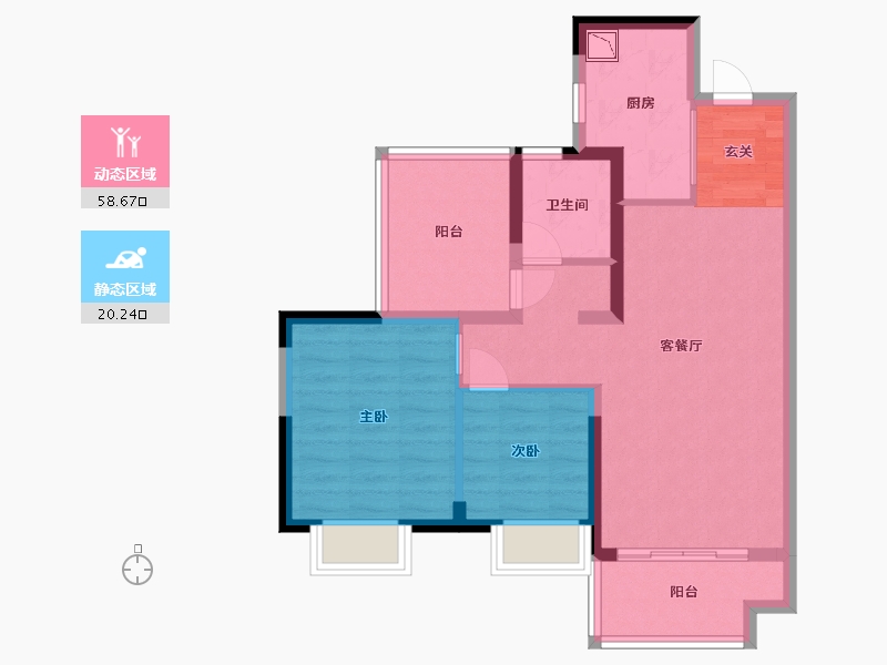 广东省-惠州市-保利天汇-69.60-户型库-动静分区