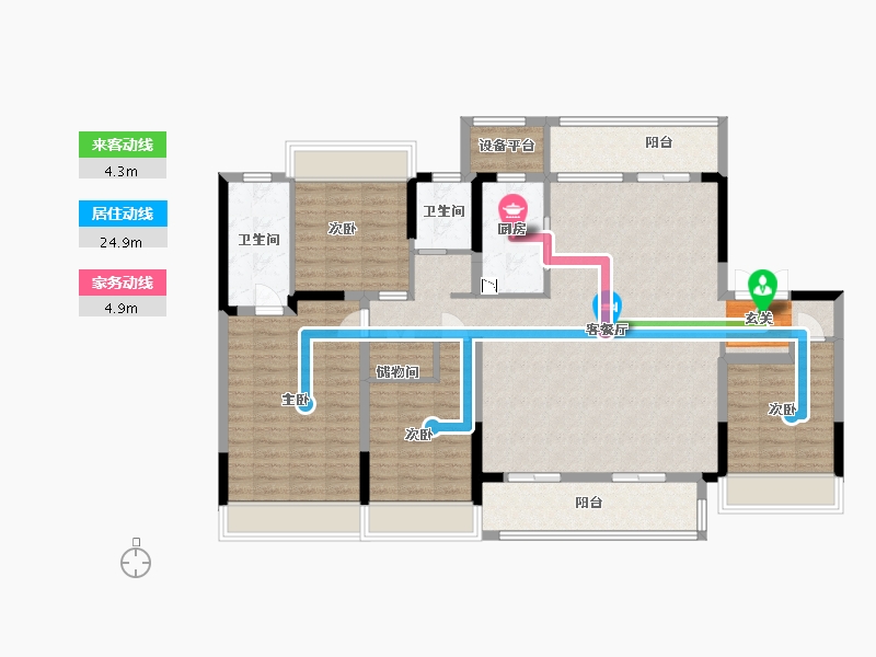 江苏省-扬州市-万达・西区CLASS-133.60-户型库-动静线